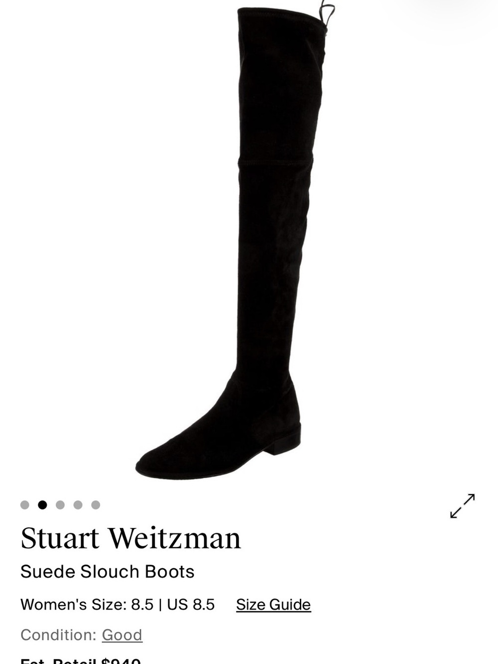 Stuart Weitzman Black Suede Over-the-Knee Slouch Boot